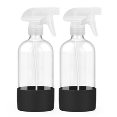 Worldgsb 2-pack glass spray bottles 16oz black for everyday cleaning and plant care.