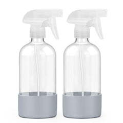 Worldgsb glass spray bottle close-up with silicone sleeve for a durable grip