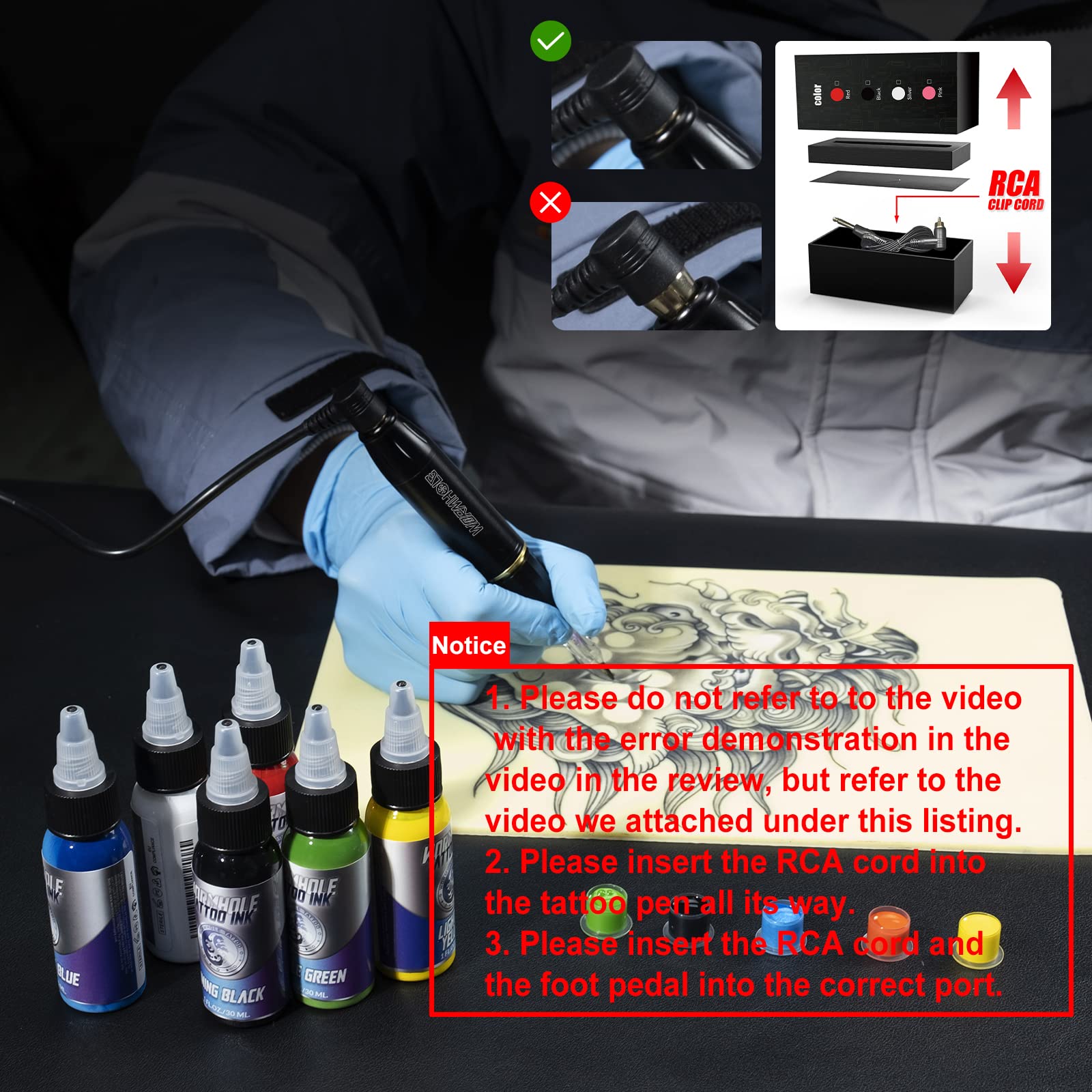 Wormhole Tattoo cartridge needles compatible with standard machines for varying effects.