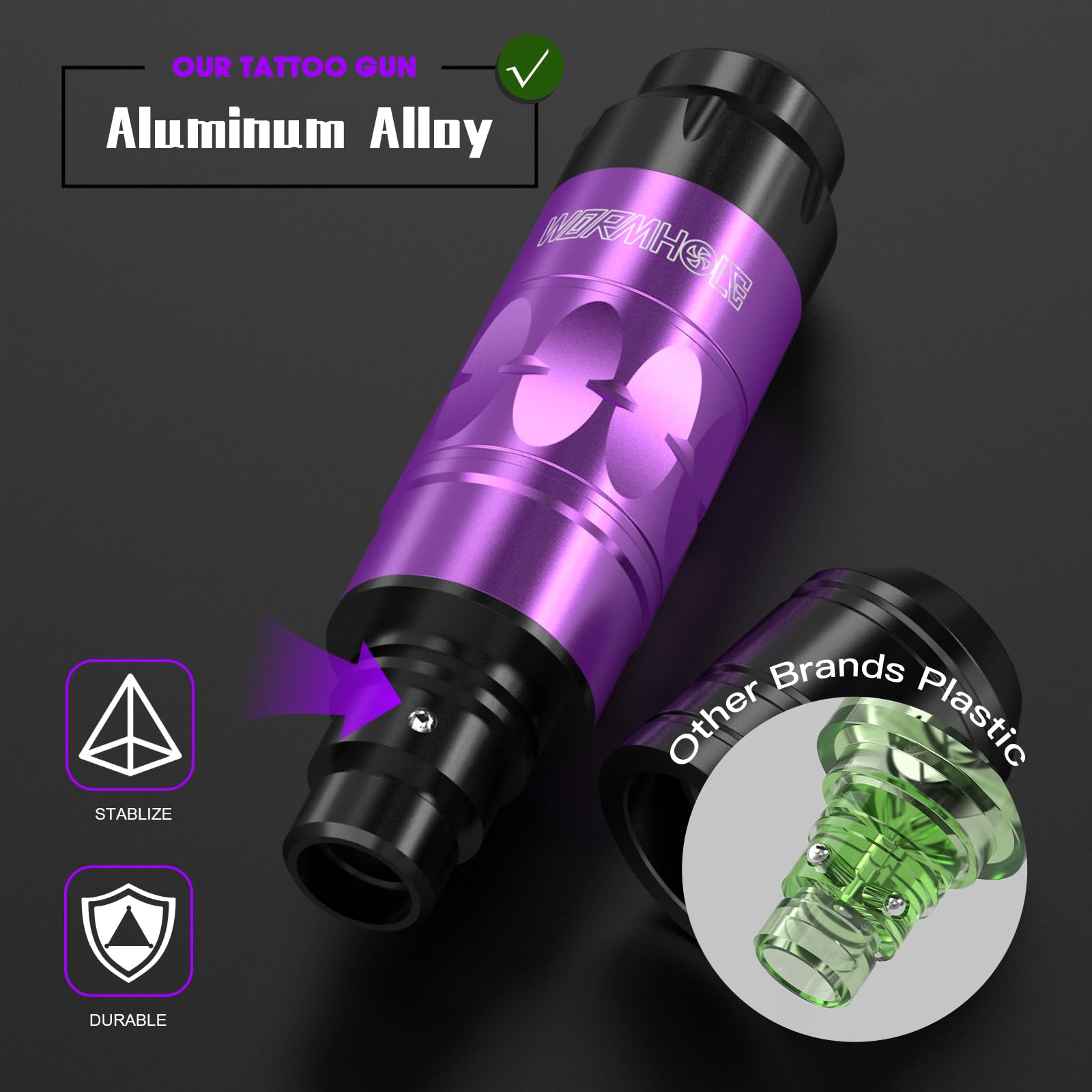 Wormhole Tattoo ergonomic design promotes comfortable handling during long sessions.