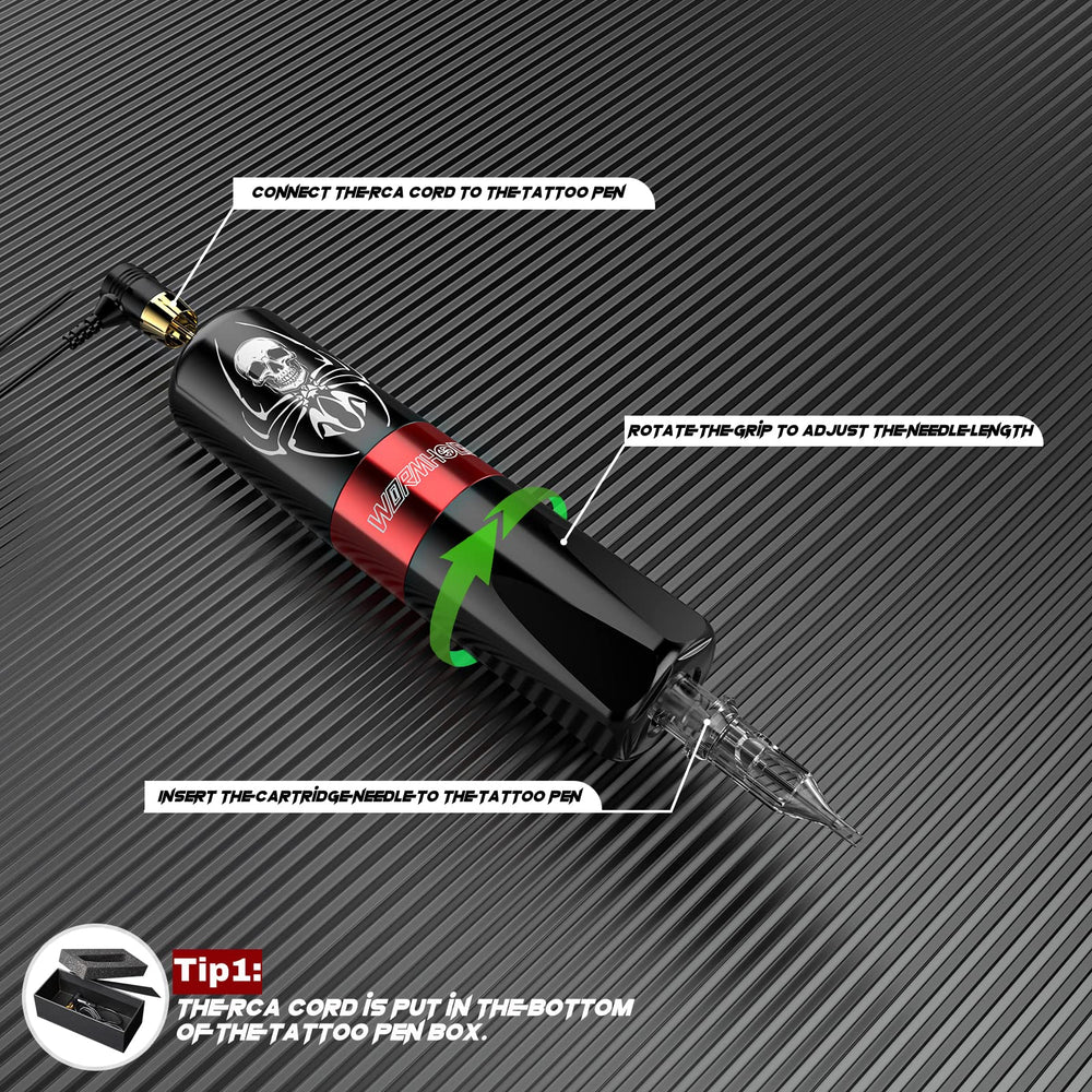 Wormhole Tattoo gun closeup stroke, smooth and quiet operation for comfortable sessions