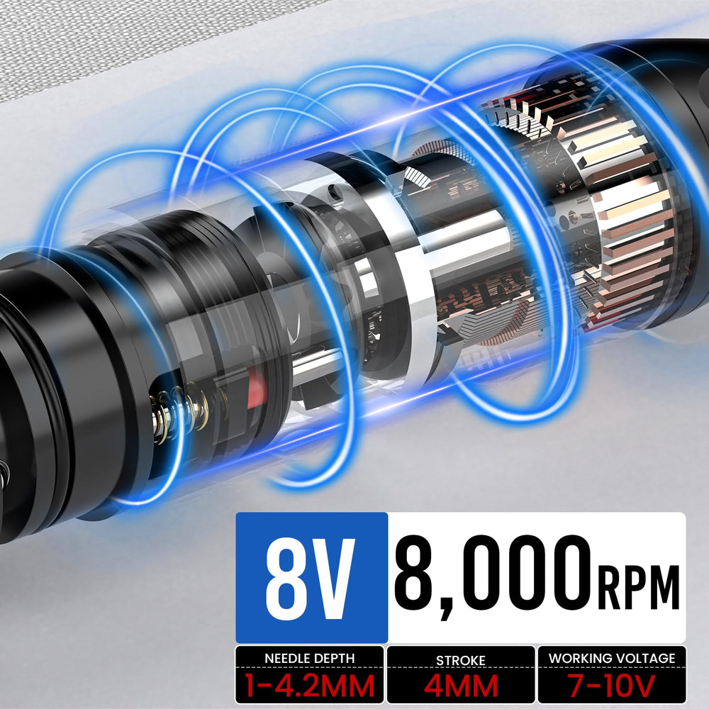 Wormhole Tattoo Gun Kit battery display shows voltage at a glance for precise tuning.