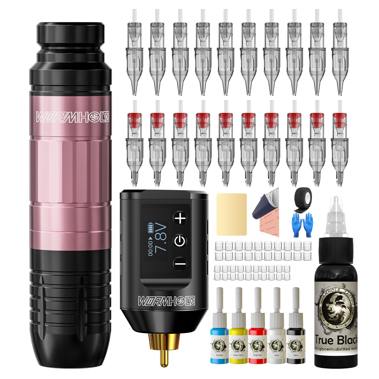 Wormhole Tattoo Gun Kit front view emphasizes portability for on-the-go practice