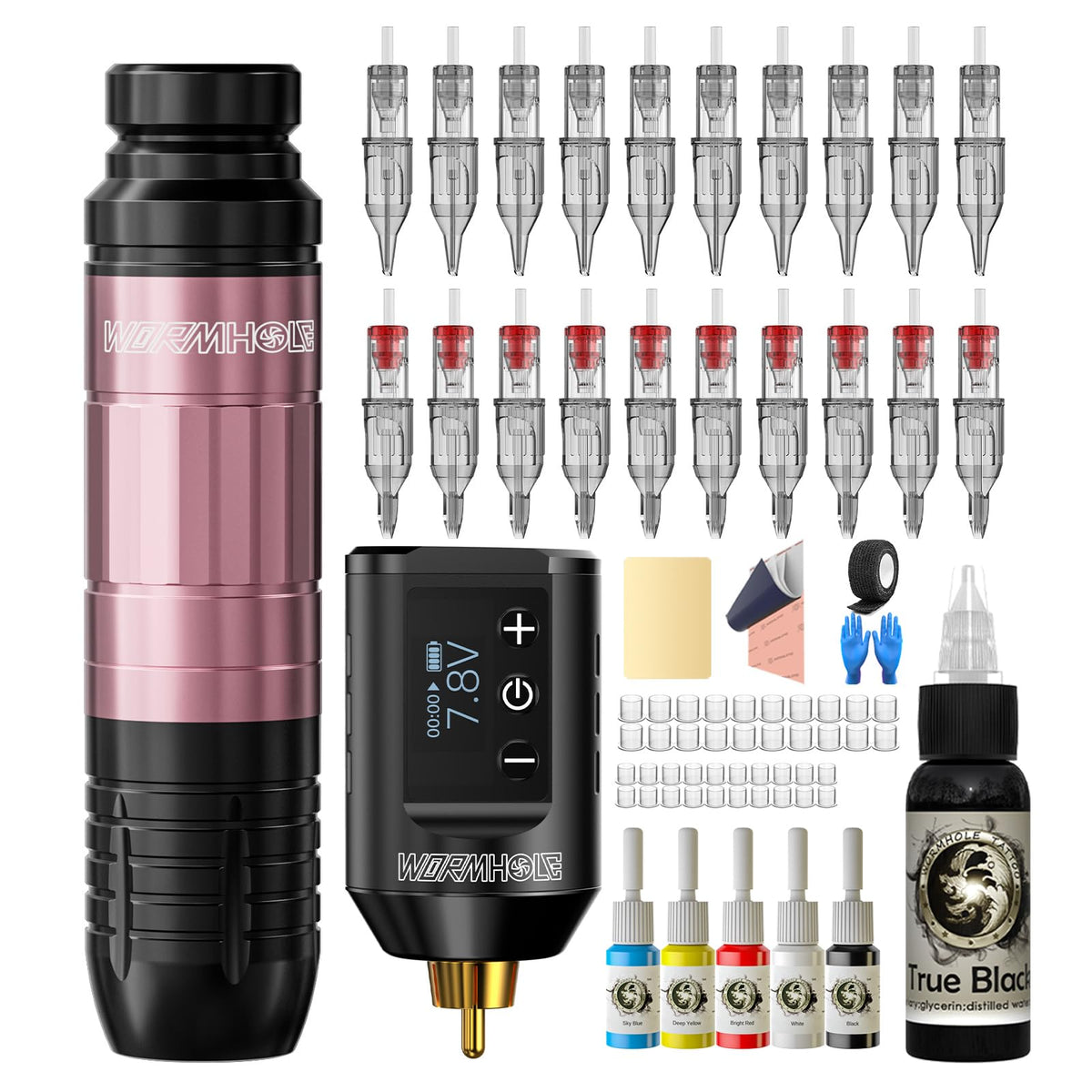 Wormhole Tattoo Gun Kit front view emphasizes portability for on-the-go practice