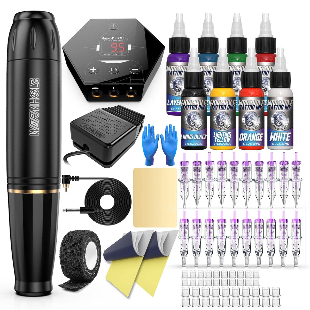 Wormhole Tattoo kit package shows complete starter set for beginners.