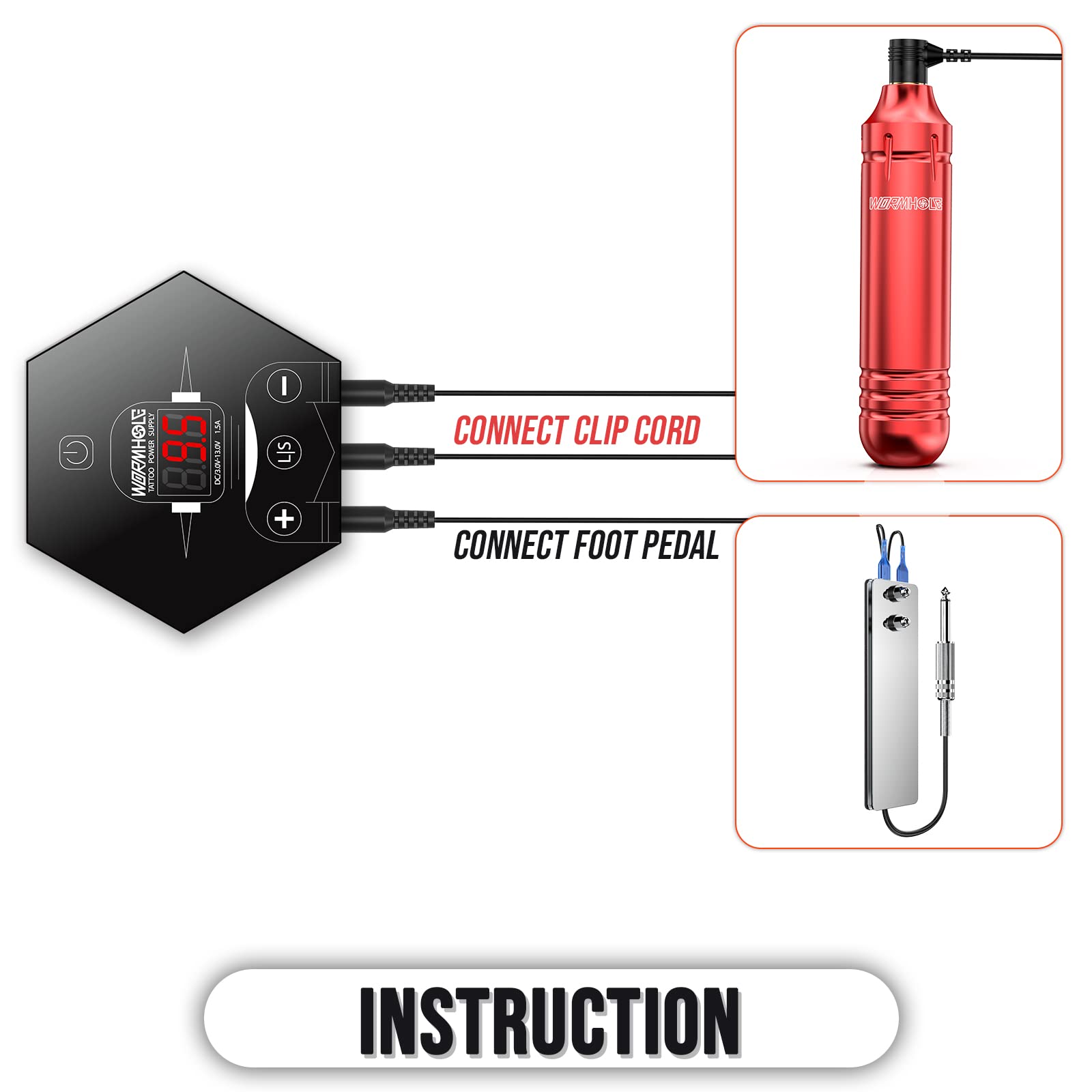 Wormhole Tattoo Kit voltage-range 6-8V for stable performance with proper settings.