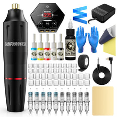 Wormhole Tattoo pen close-up shows ergonomic grip for precise lining.