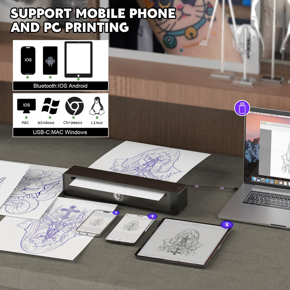 Wormhole Tattoo stencil printer battery pack illustrating 2500mAh power for outdoors