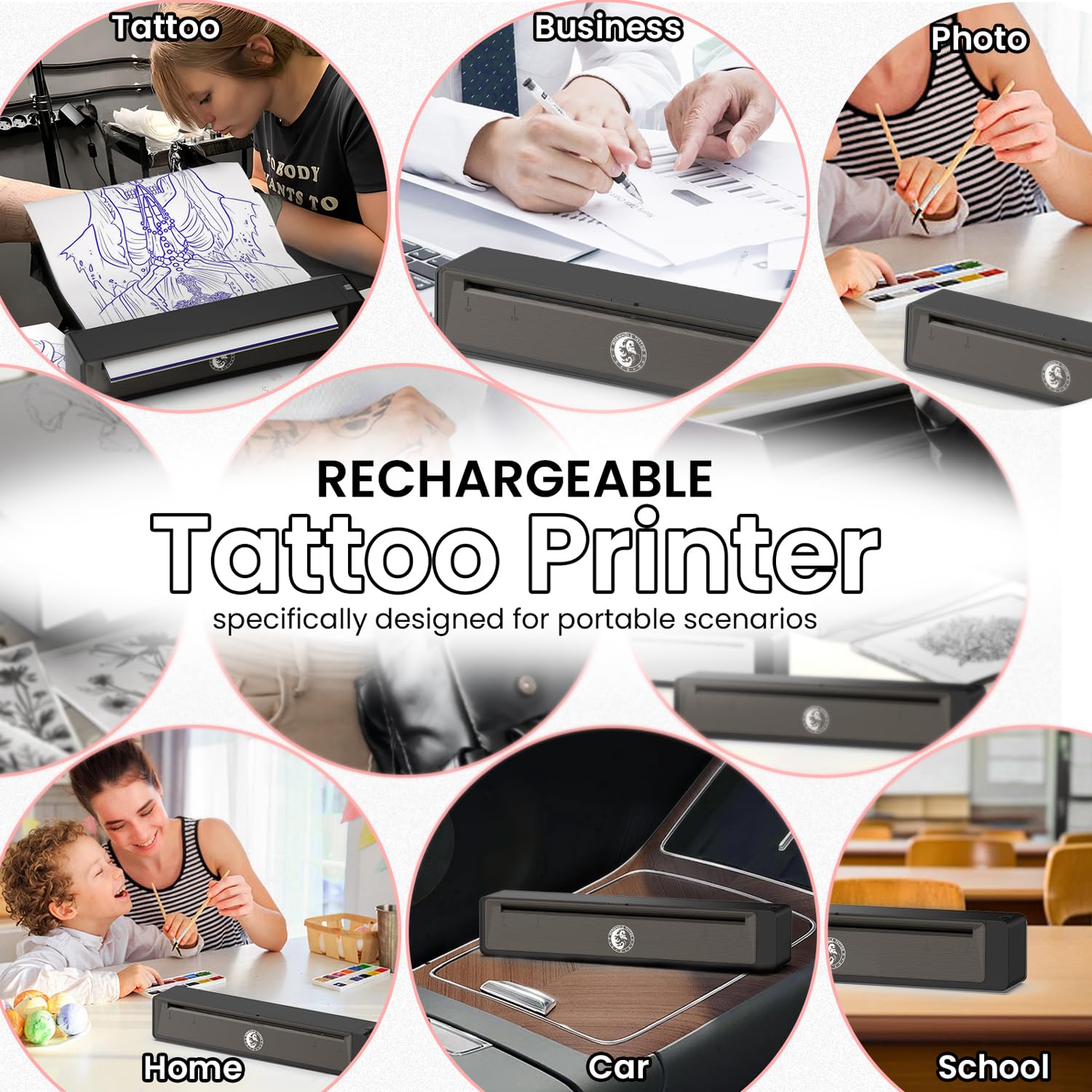 Wormhole Tattoo stencil printer outdoor use scenario showing inkless stencil capability