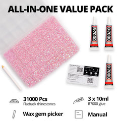 Worthofbest bedazzle set 24-grid tray keeps sizes organized for precise placement.