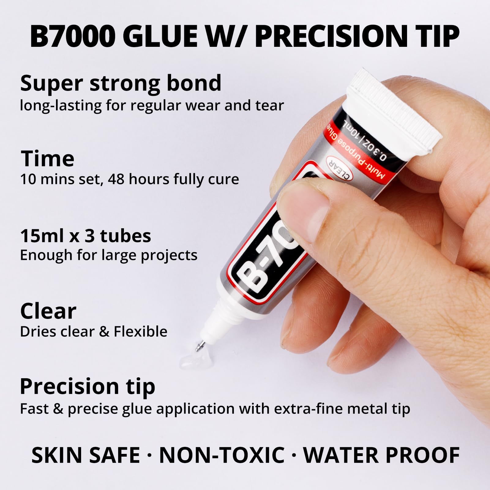 Worthofbest B7000 glue bottles deliver strong, clear adhesion on many surfaces.