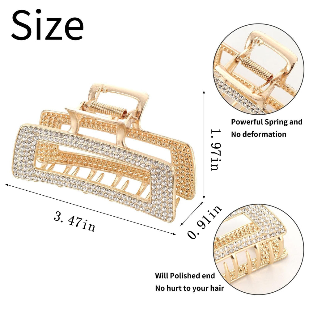 WORTL silver rhinestone claw clip adds shine while holding hair through workouts.