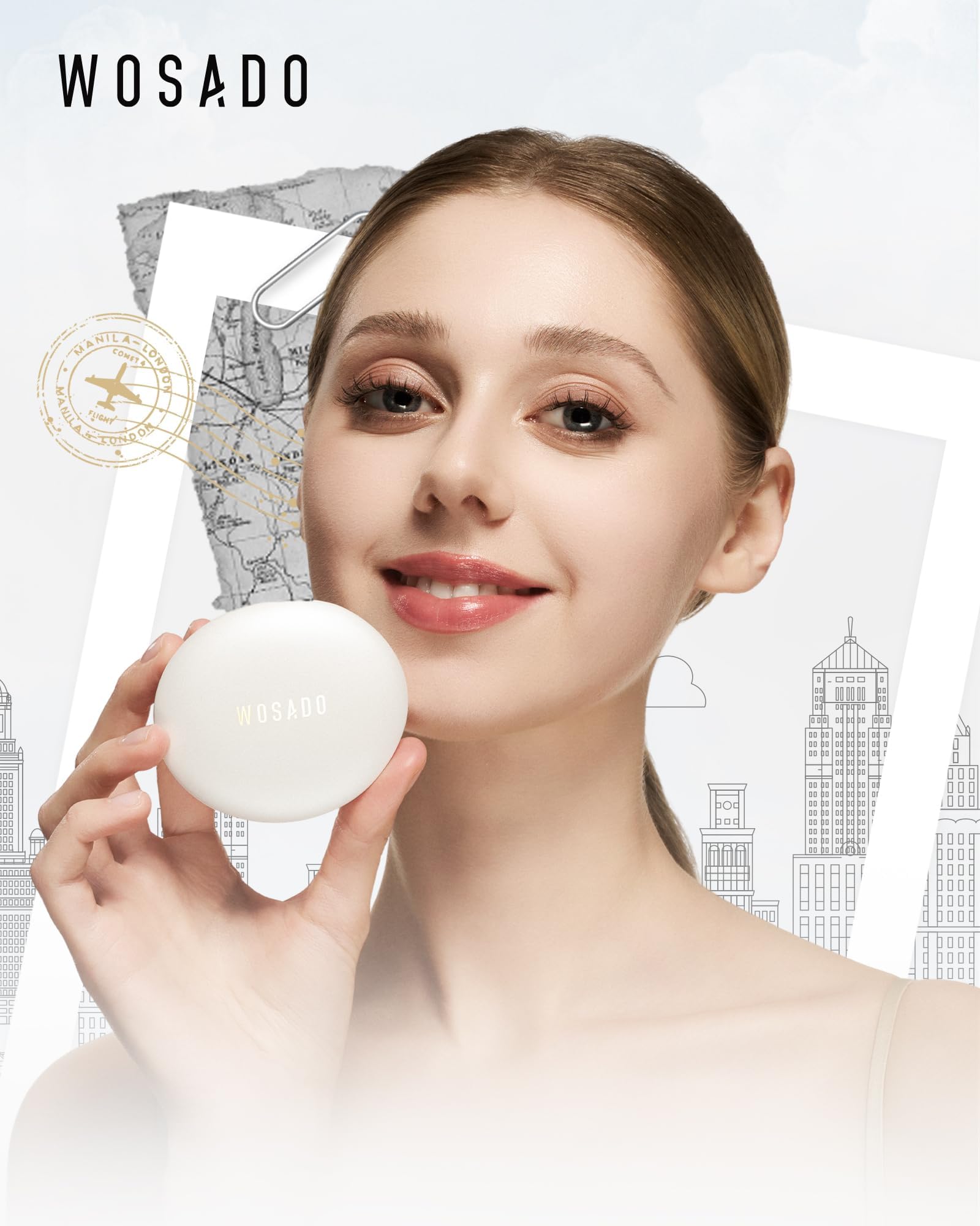 WOSADO Magnetic Eyelashes V27 Chicago Skyline kit with applicator for effortless styling.
