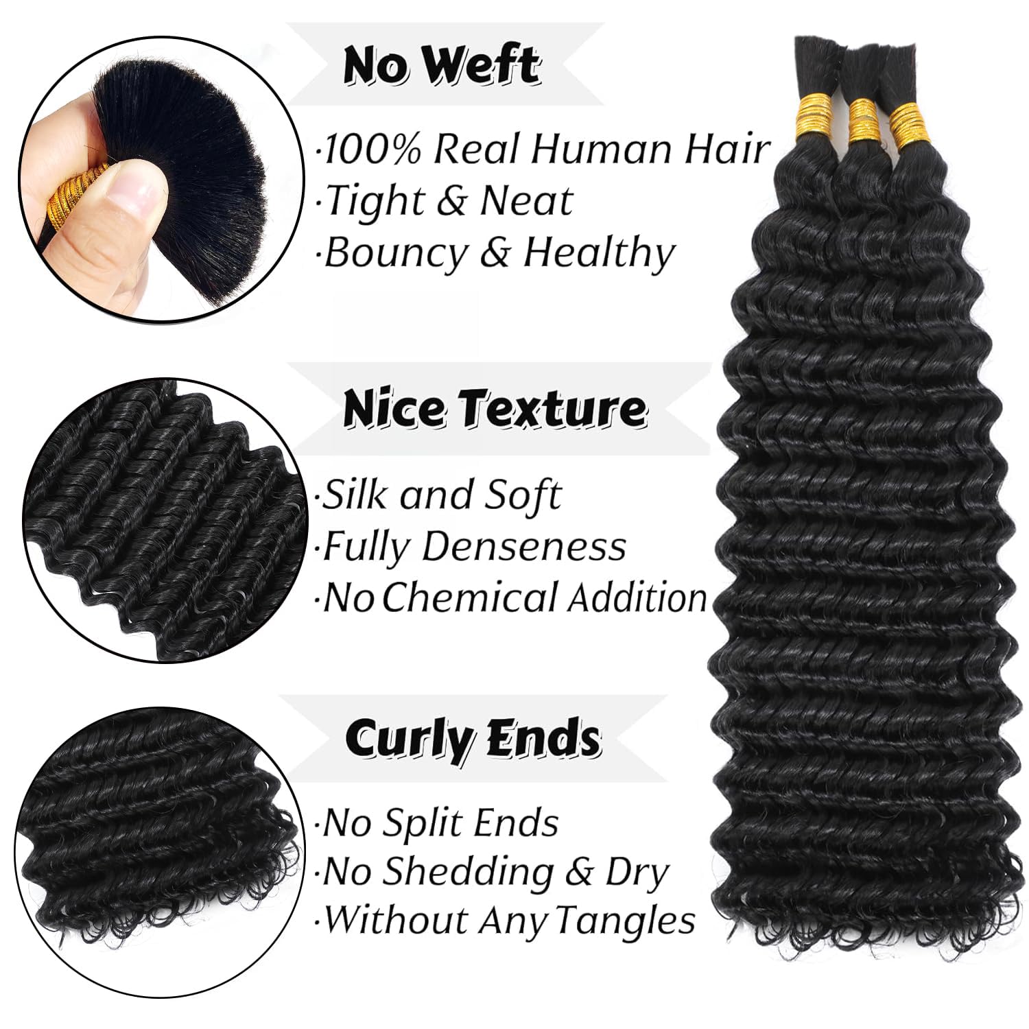 Wosama knotless curly texture detail highlights soft, lightweight feel for comfortable wear.