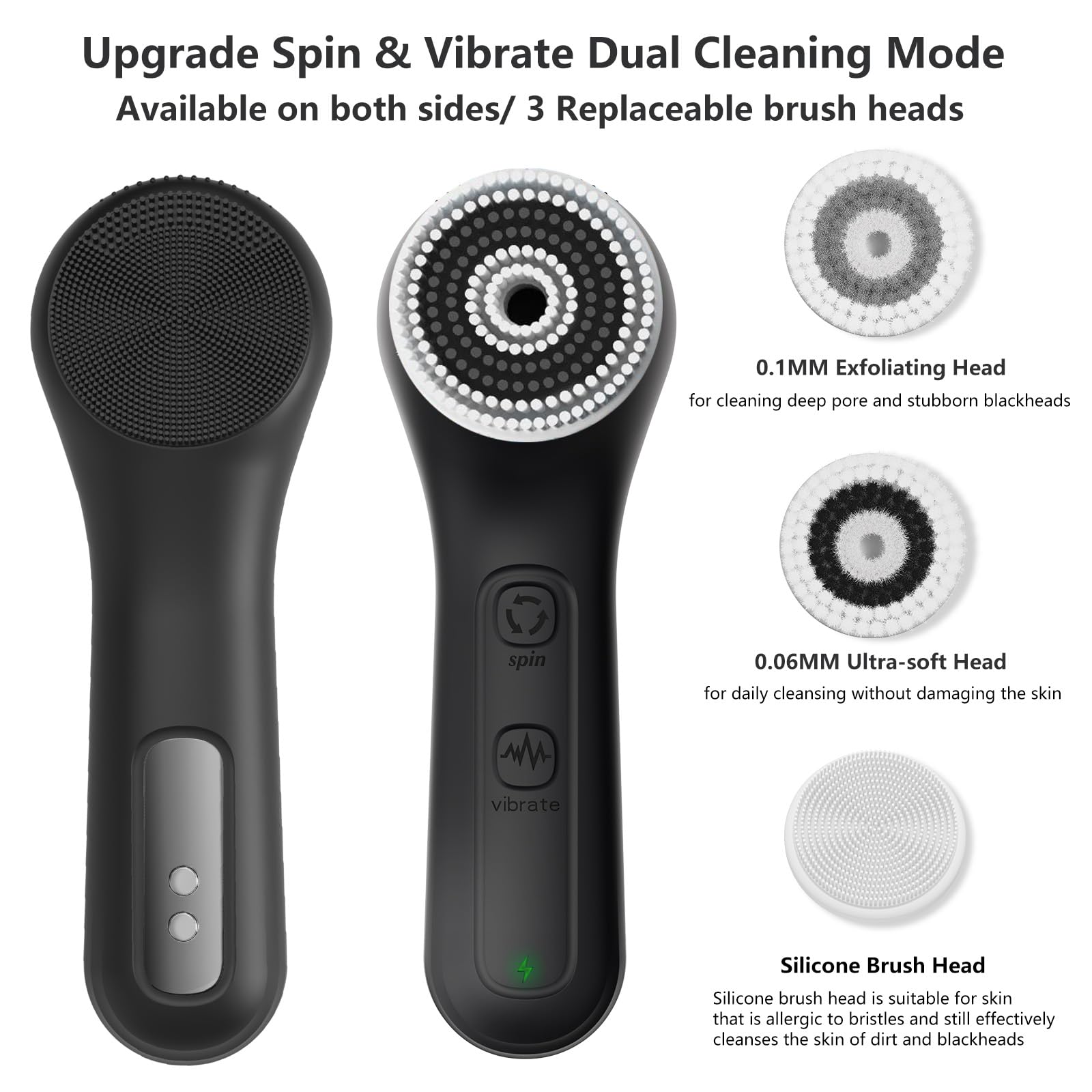 WOVAZUS waterproof rechargeable face scrubber suitable for shower use