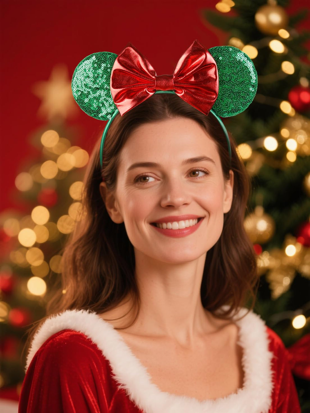 WOVOWOVO Christmas ears close-up showing comfortable, non-slip design for long wear