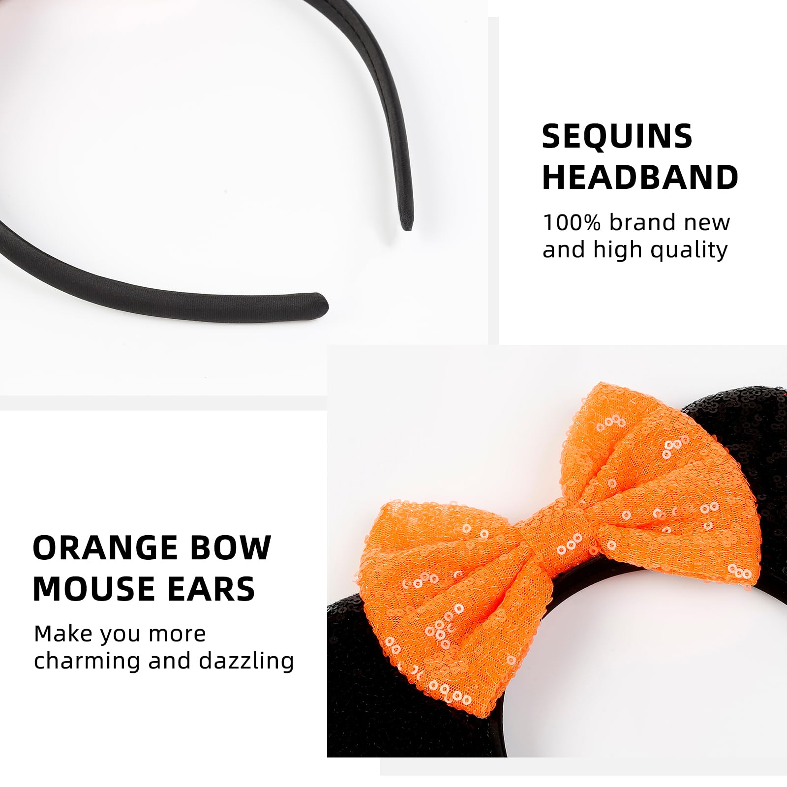 WOVOWOVO mouse ears headband offers durable polyester and sequin details for standout outfits