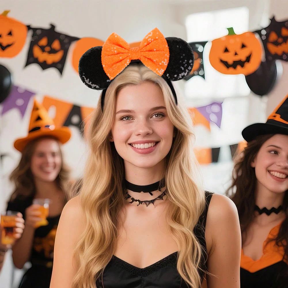 WOVOWOVO Halloween mouse ears headband features soft fabric for comfortable all-day wear
