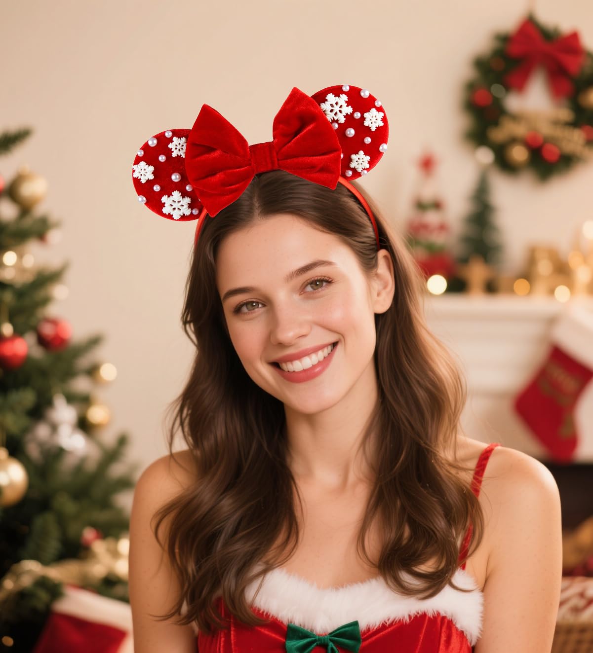 WOVOWOVO headband styled for Christmas party looks and photos.