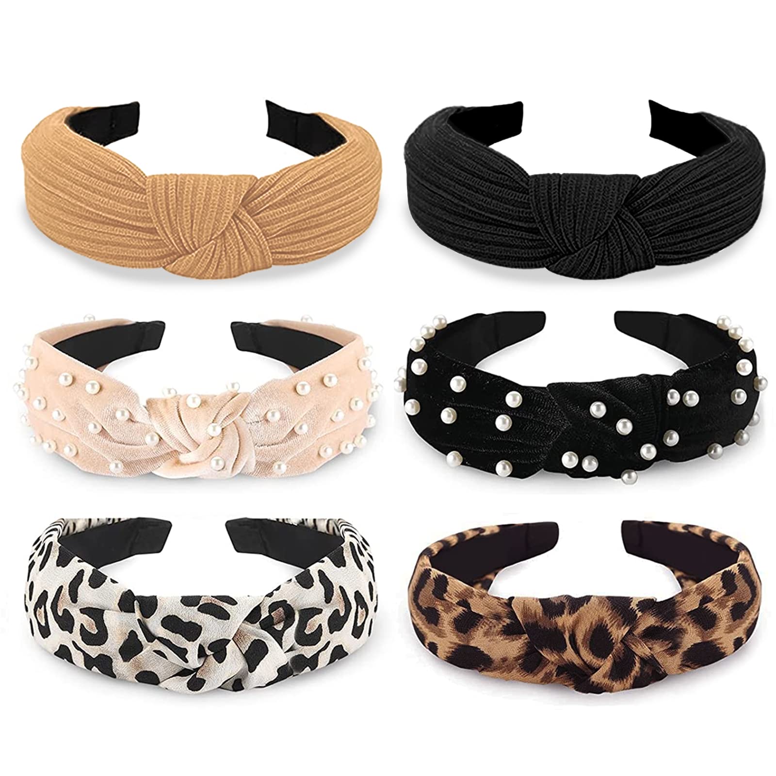 WOVOWOVO leopard-pearl velvet headband adds chic style to everyday outfits.