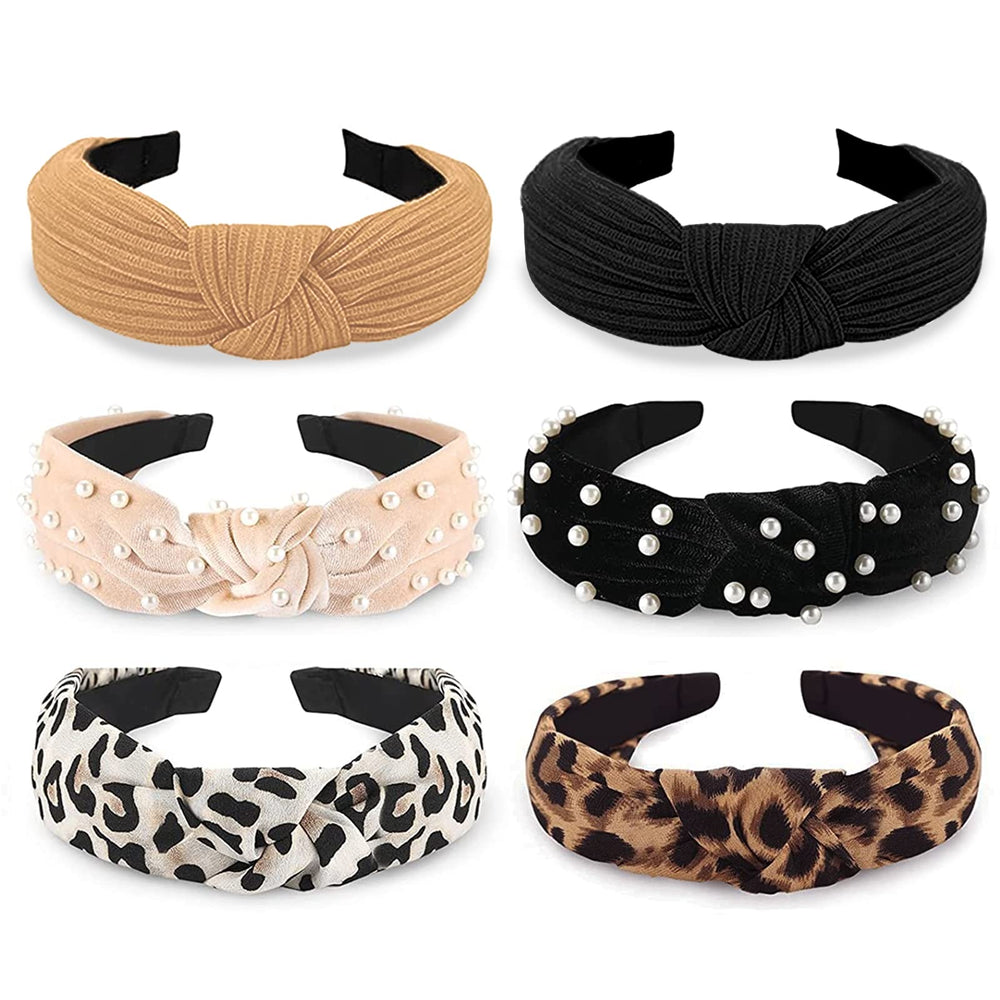 WOVOWOVO leopard-pearl velvet headband adds chic style to everyday outfits.