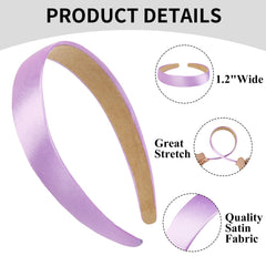 WOVOWOVO lilac satin headband close-up shows soft sheen and comfort