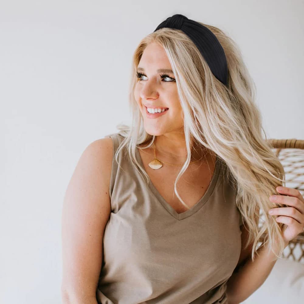 WOVOWOVO pearl-knotted velvet headband with top knot creates easy, glamorous looks.