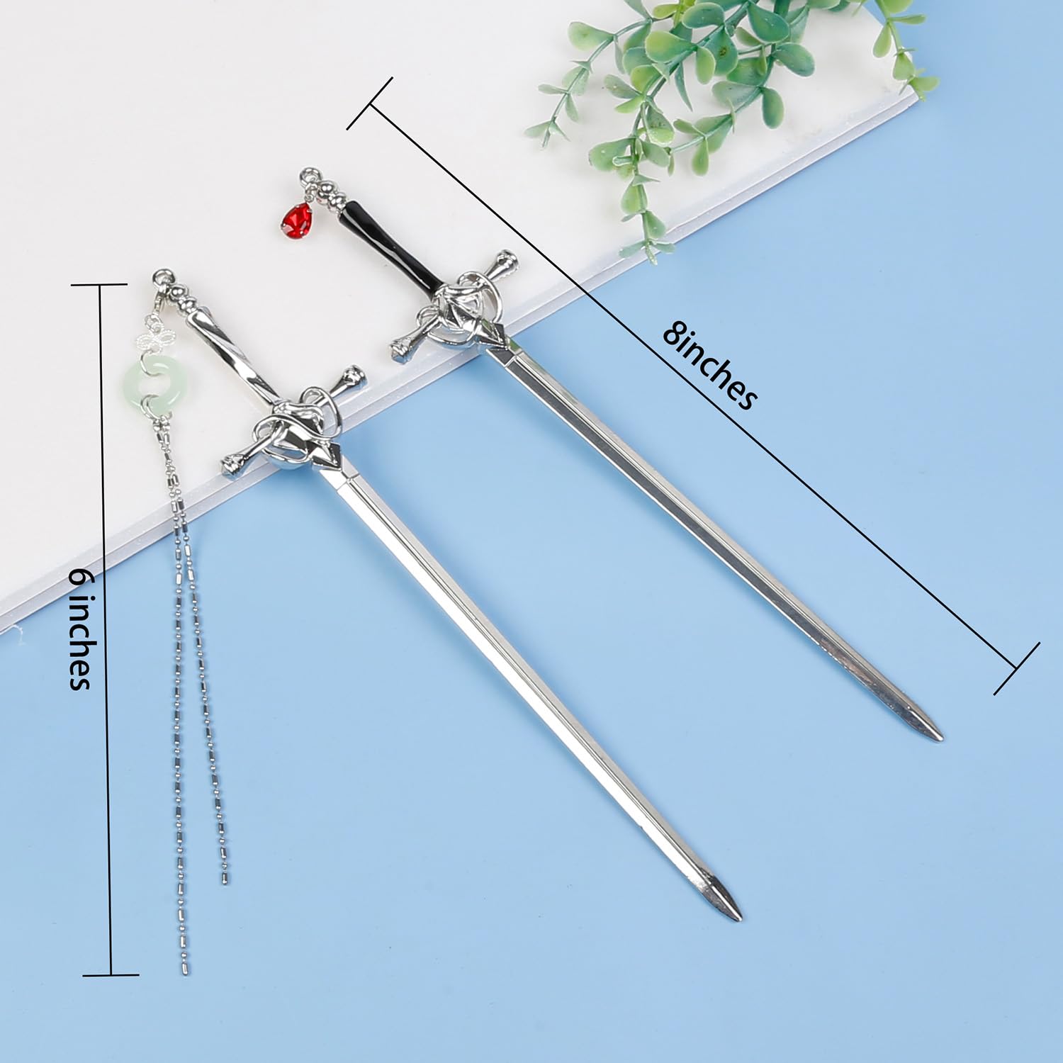 WOVOWOVO sword hair stick closeup metal finish adds premium vibe