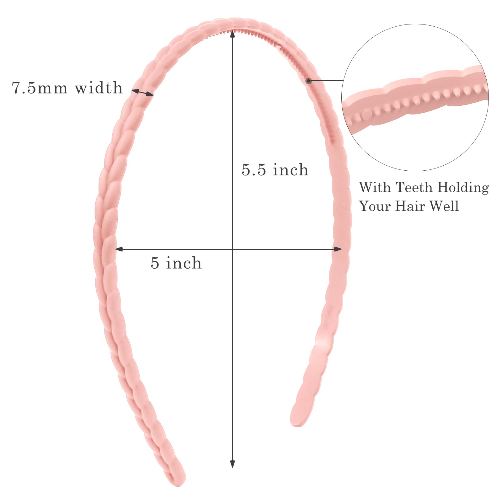 WOVOWOVO teeth headbands showing non-slip grip on model.