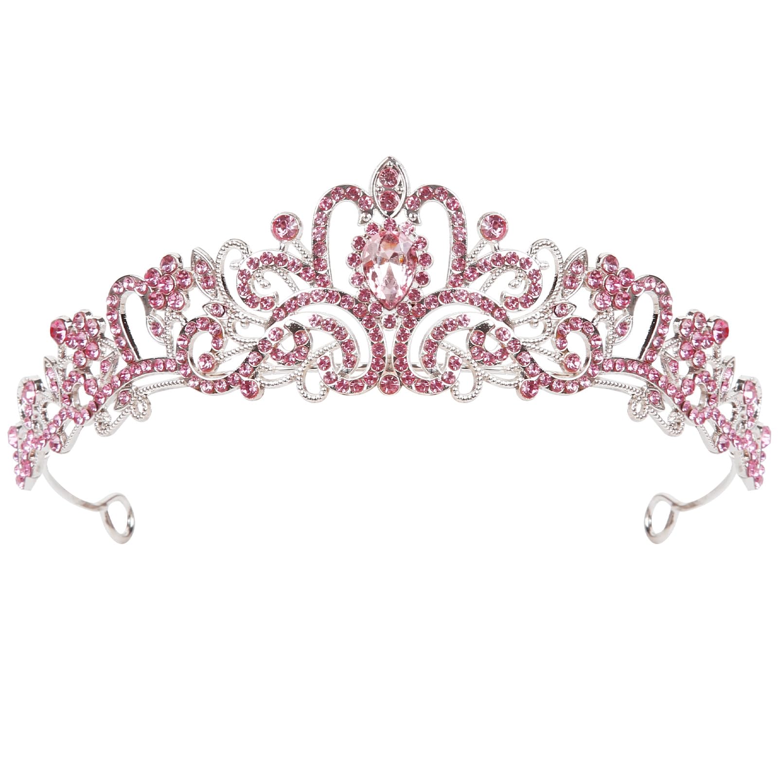 WOVOWOVO Tiara pink metal structure shines for wedding photos, classic glamour