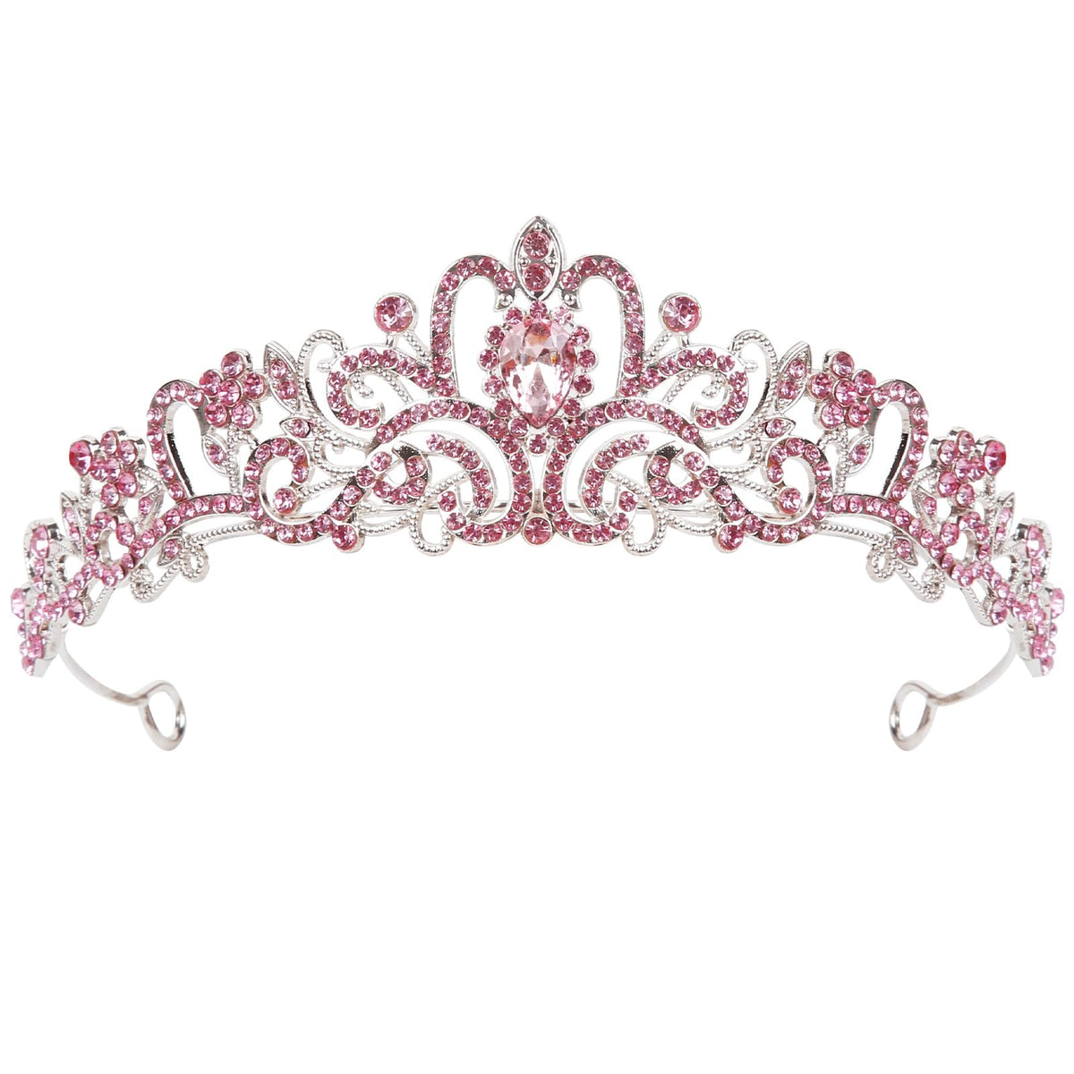 WOVOWOVO Tiara pink metal structure shines for wedding photos, classic glamour