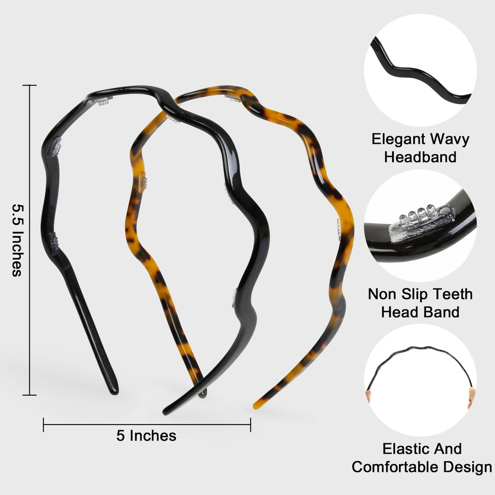 WOVOWOVO wavy headband in tortoiseshell adds timeless flair with comfortable wear.