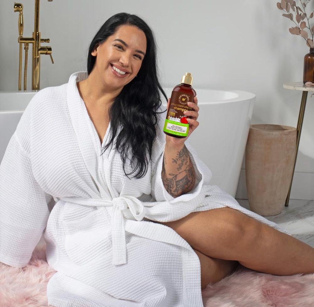 WOW Life Science Apple Cider Vinegar Shampoo packaging highlights paraben- and sulfate-free formula.