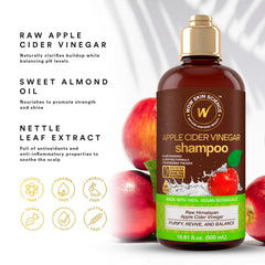 WOW Life Science Apple Cider Vinegar Shampoo pour reveals rich lather for gentle cleansing.
