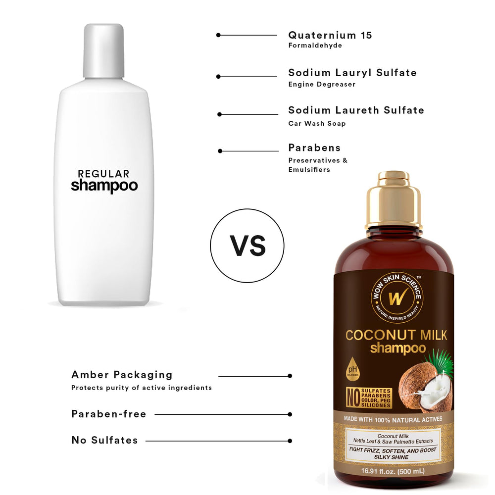 WOW Skin Science Coconut Oil Milk Shampoo sulfate-free formula preserves natural oils and color