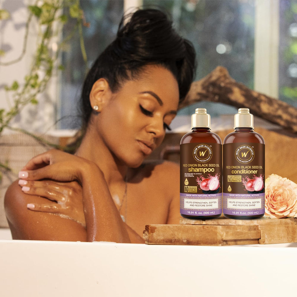 Conditioner stream on hair shaft demonstrates detangling glide.