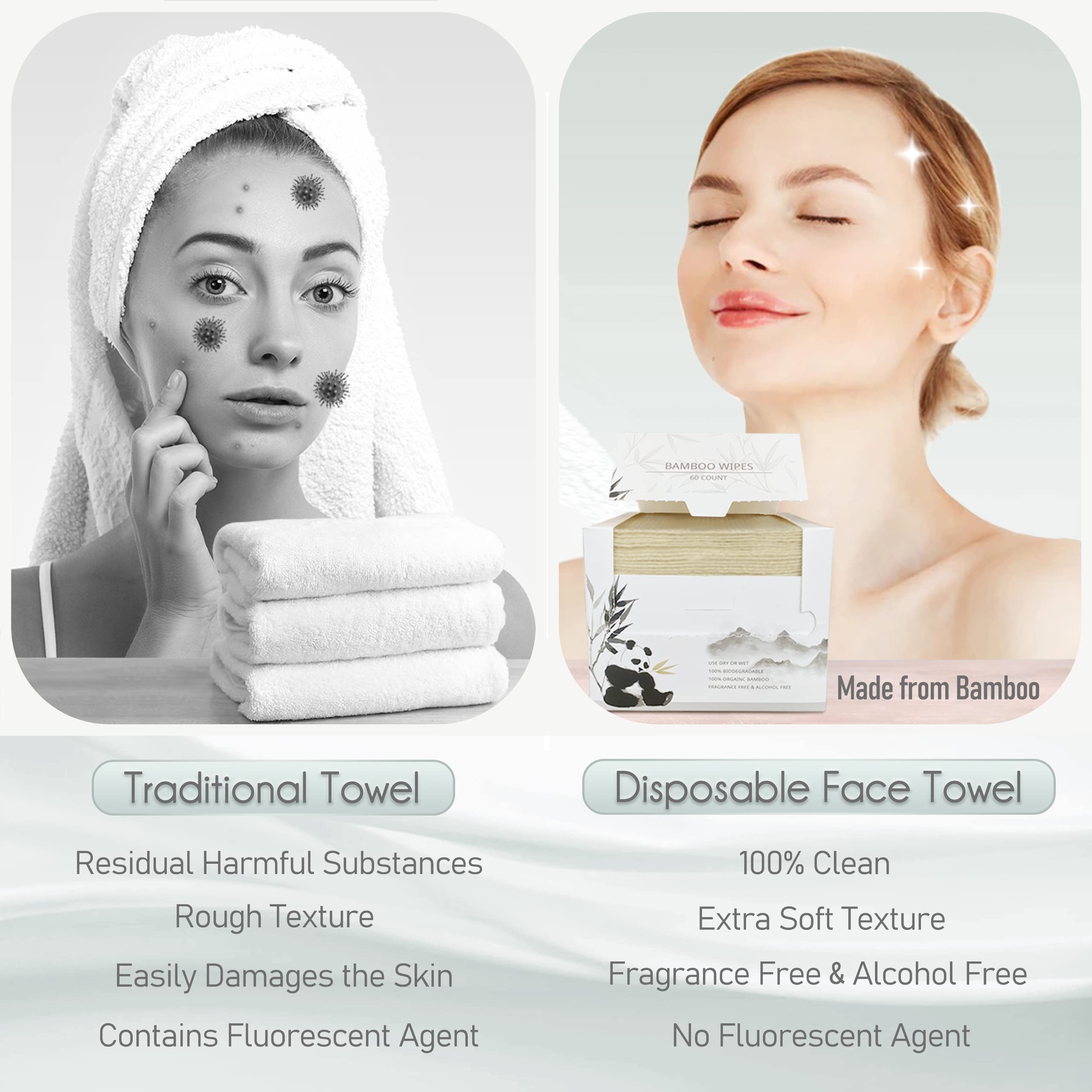 WOWOTEX towel shown wet for high absorbency during makeup removal.