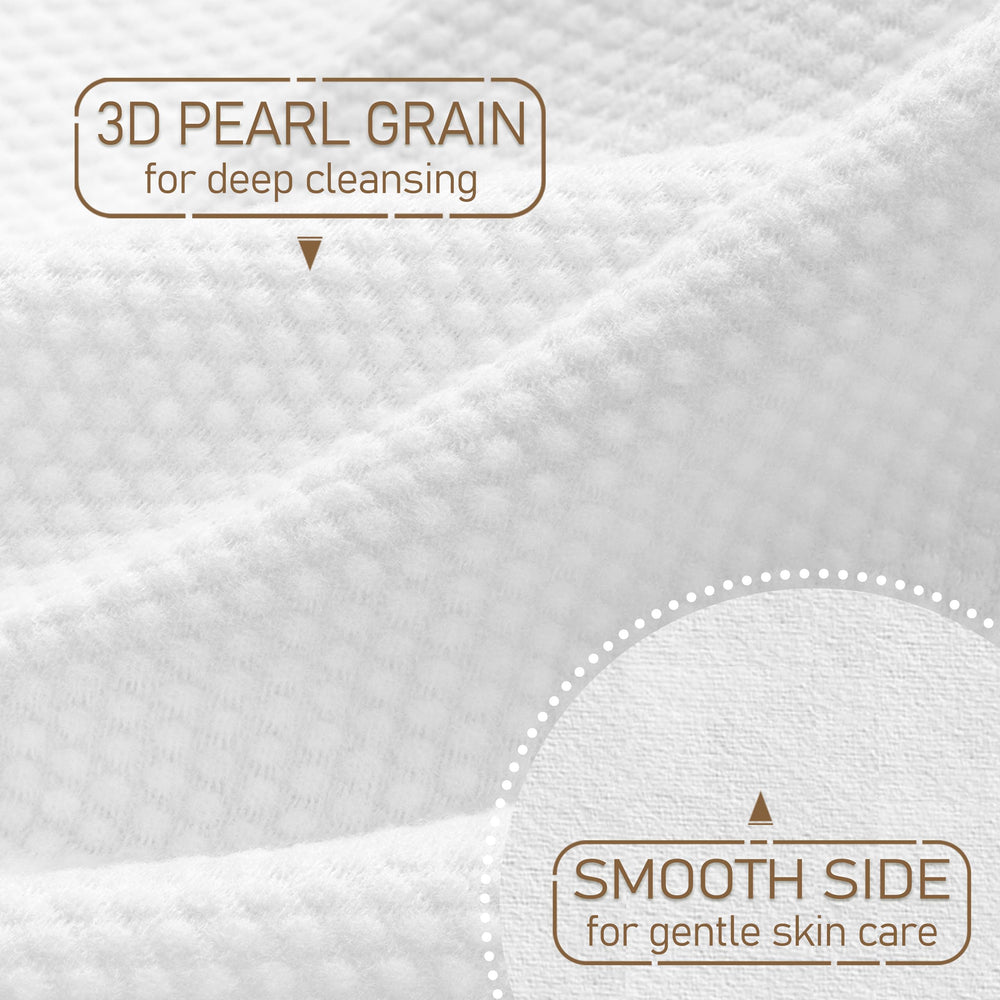 WOWOTEX box dispensing towels emphasizes easy grab-and-go facial cleansing in a bathroom.