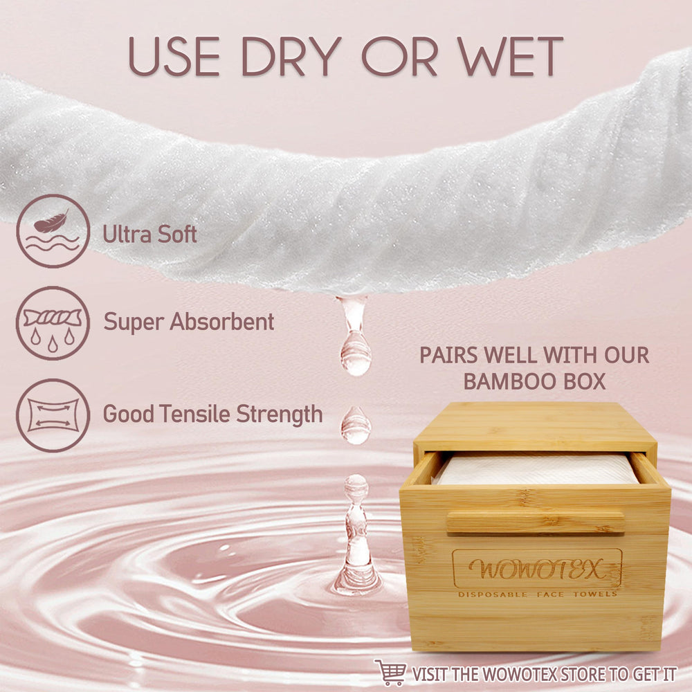 WOWOTEX makeup removal with towel demonstrates gentle cleansing.