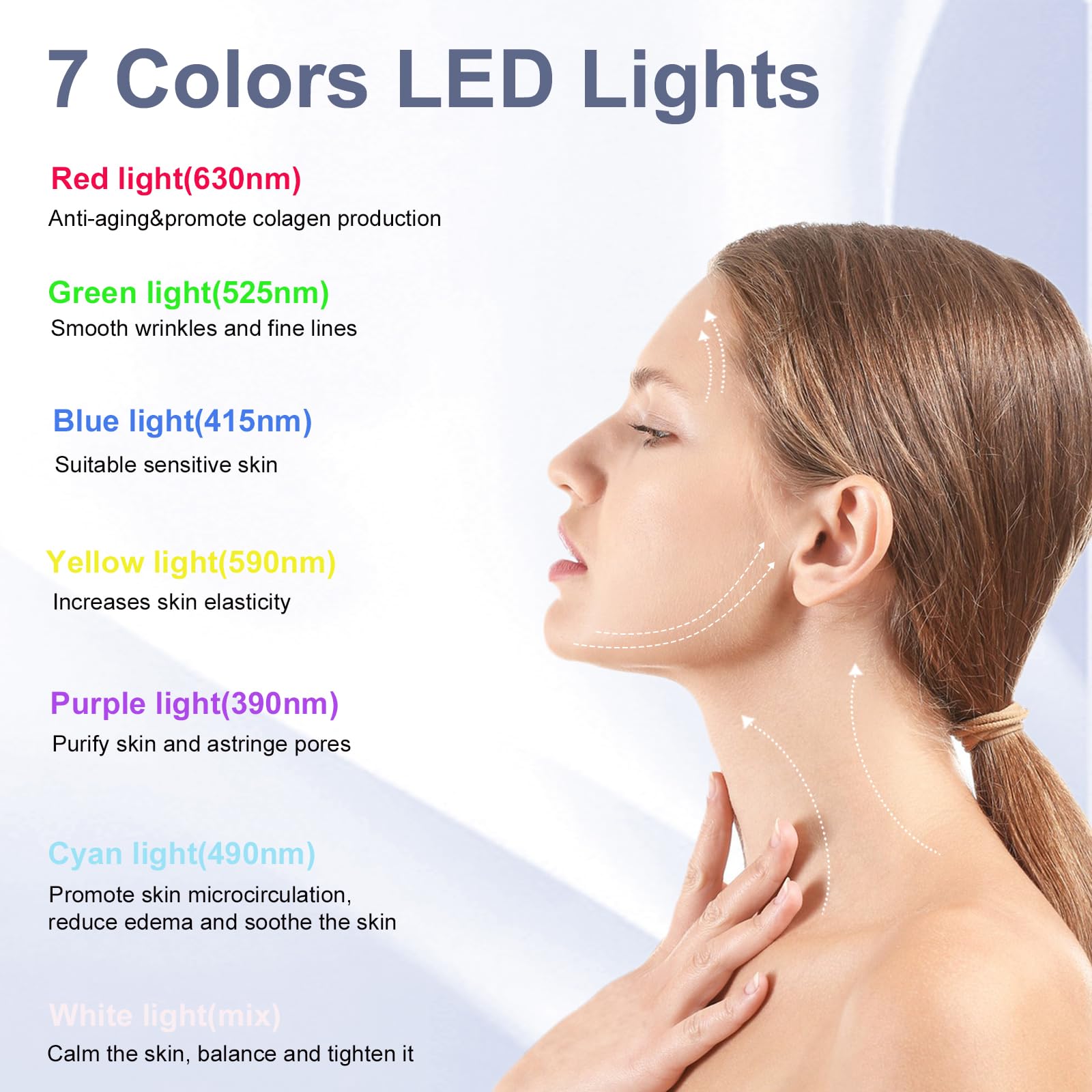 WOWPASS facial massager LED colors closeup showing color options for targeted post-cleanse care
