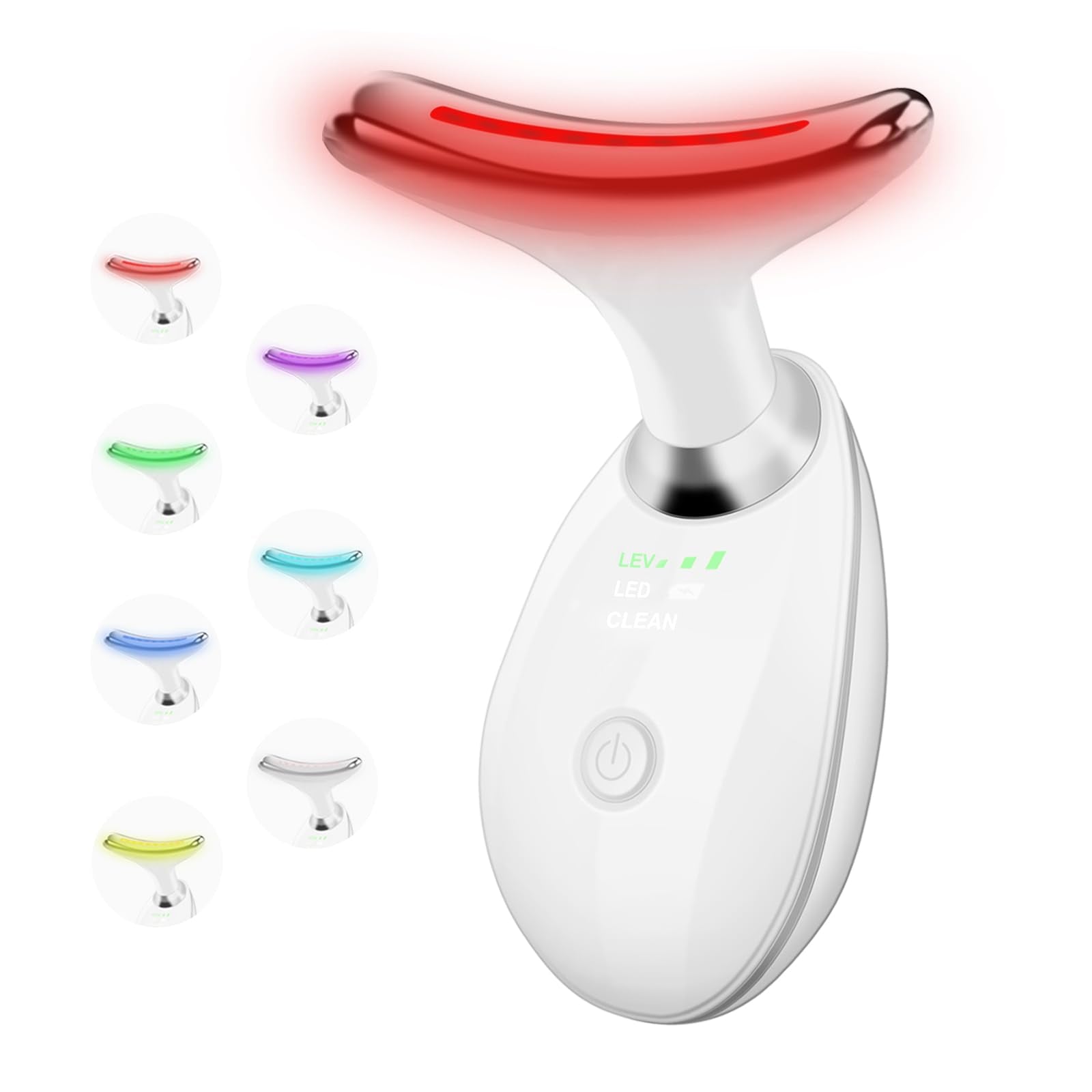 WOWPASS facial massager front view with seven-color LED lights for a customizable skincare routine