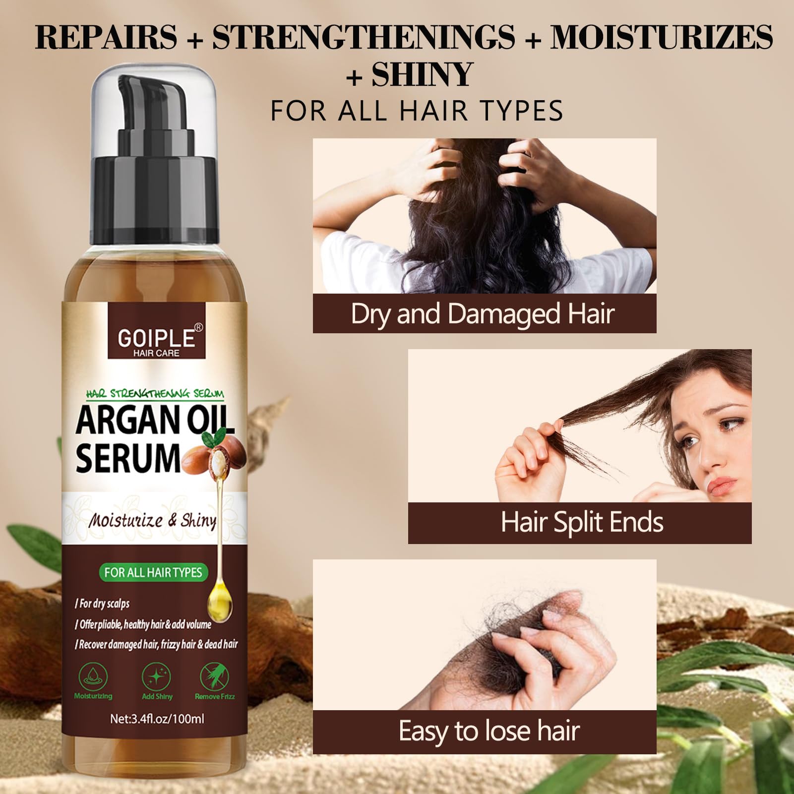 WOZUTUNT Argan Oil Serum scalp-nourishment emphasizes revitalized roots and balanced scalp health.
