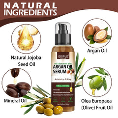 WOZUTUNT Argan Oil Serum texture-closeup highlights rich nourishment for dry, damaged hair.
