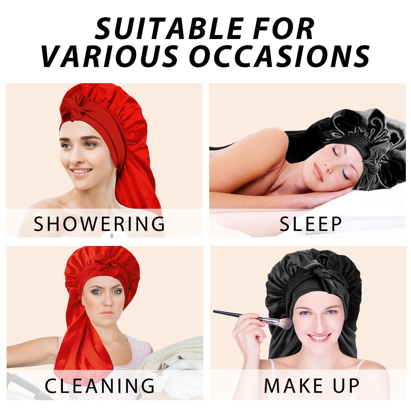 WOZUTUNT packaging-ready satin bonnet enhances your sleep kit or gift-ready presentation