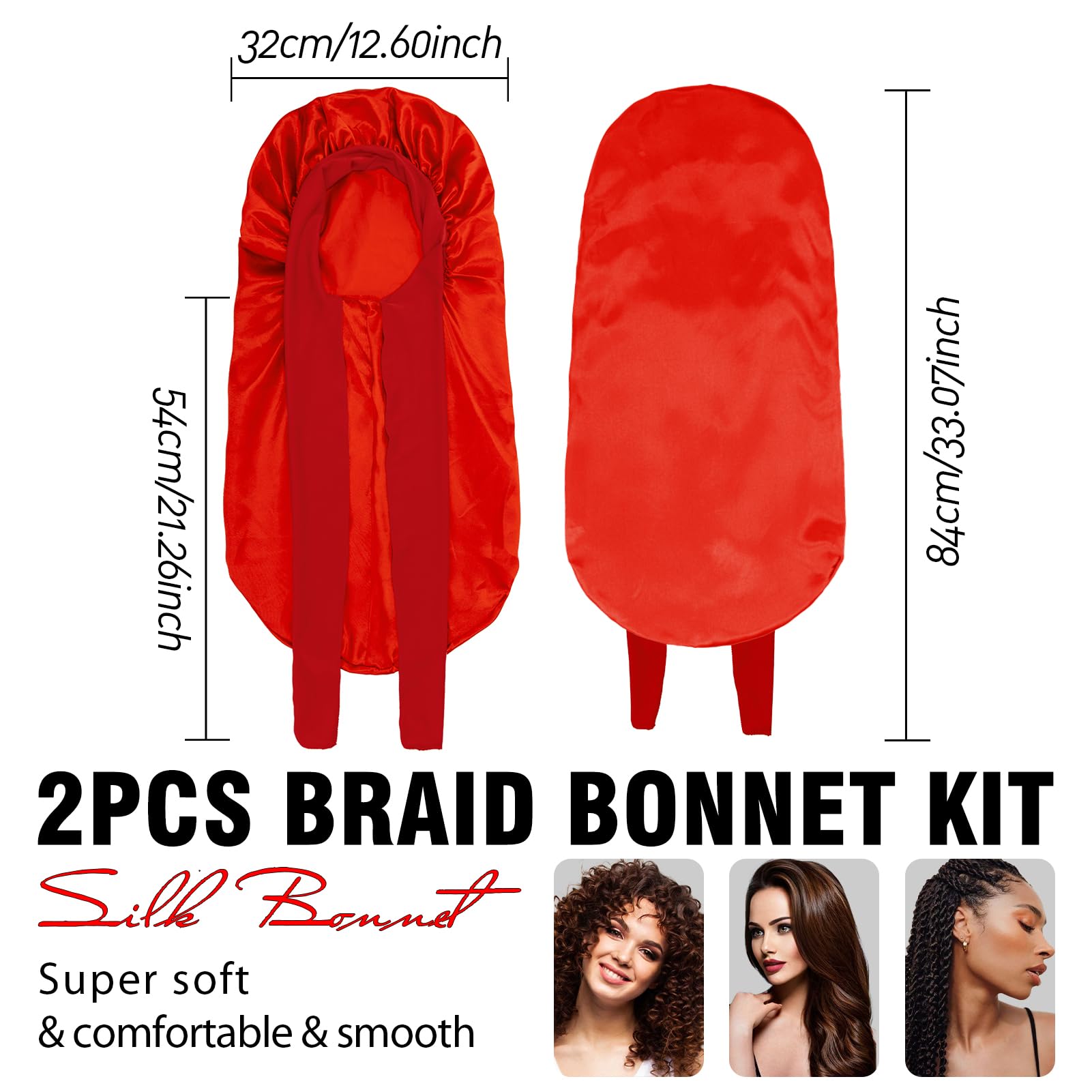 WOZUTUNT two-pack black and red bonnet set for convenient pairing with outfits