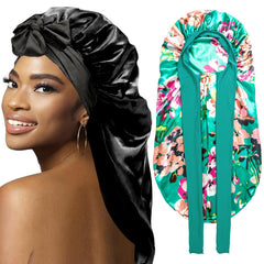 WOZUTUNT braid bonnet long satin 2pc for black hair protects while sleeping