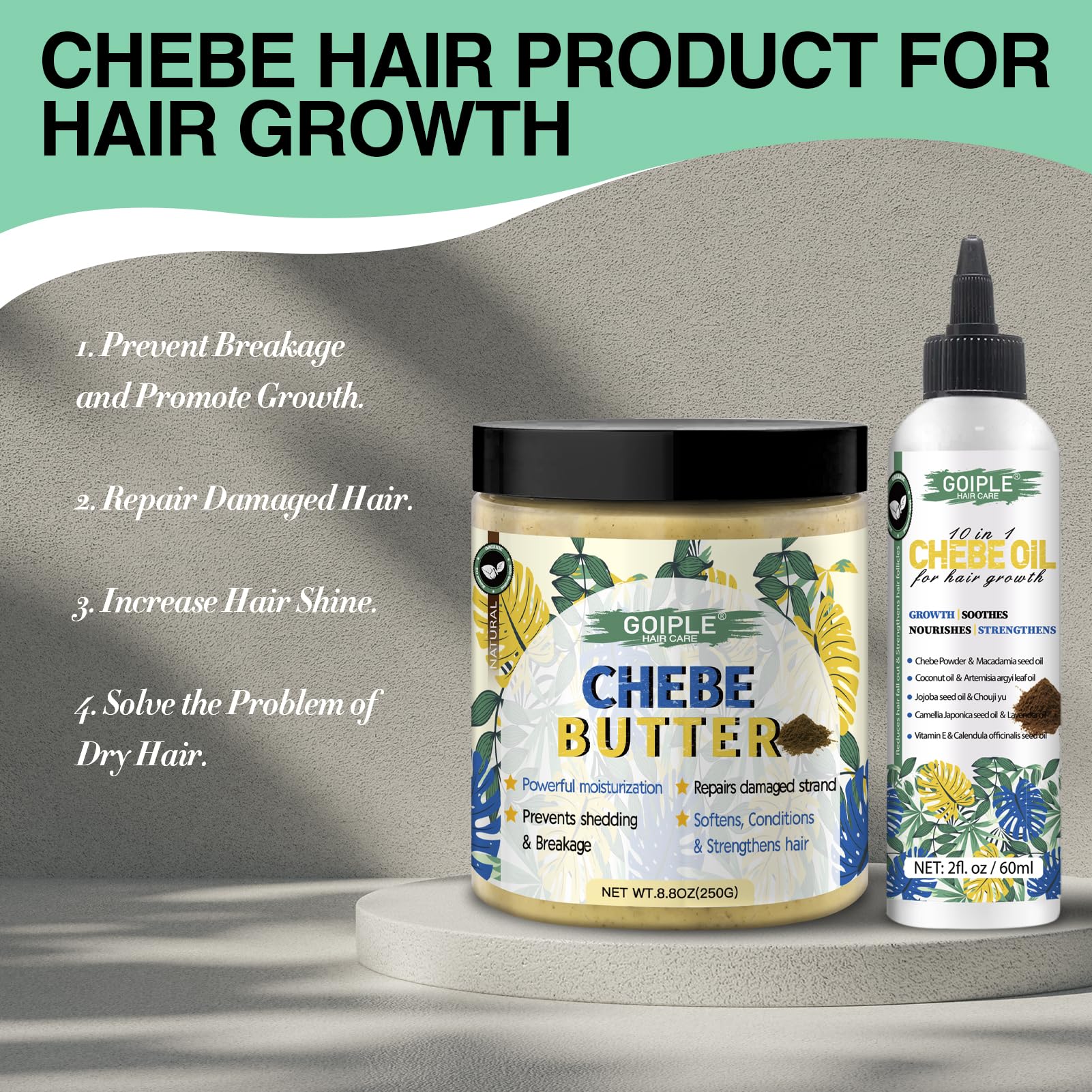 WOZUTUNT Chebe oil application on hair demonstrates easy root-to-tip coverage.