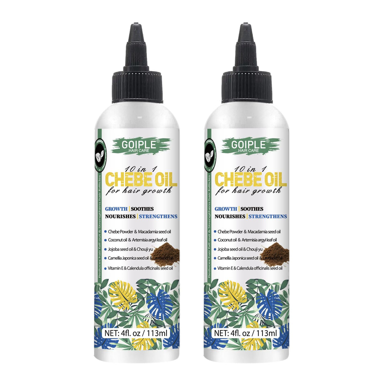 WOZUTUNT Chebe oil bottle close-up for scalp nourishment