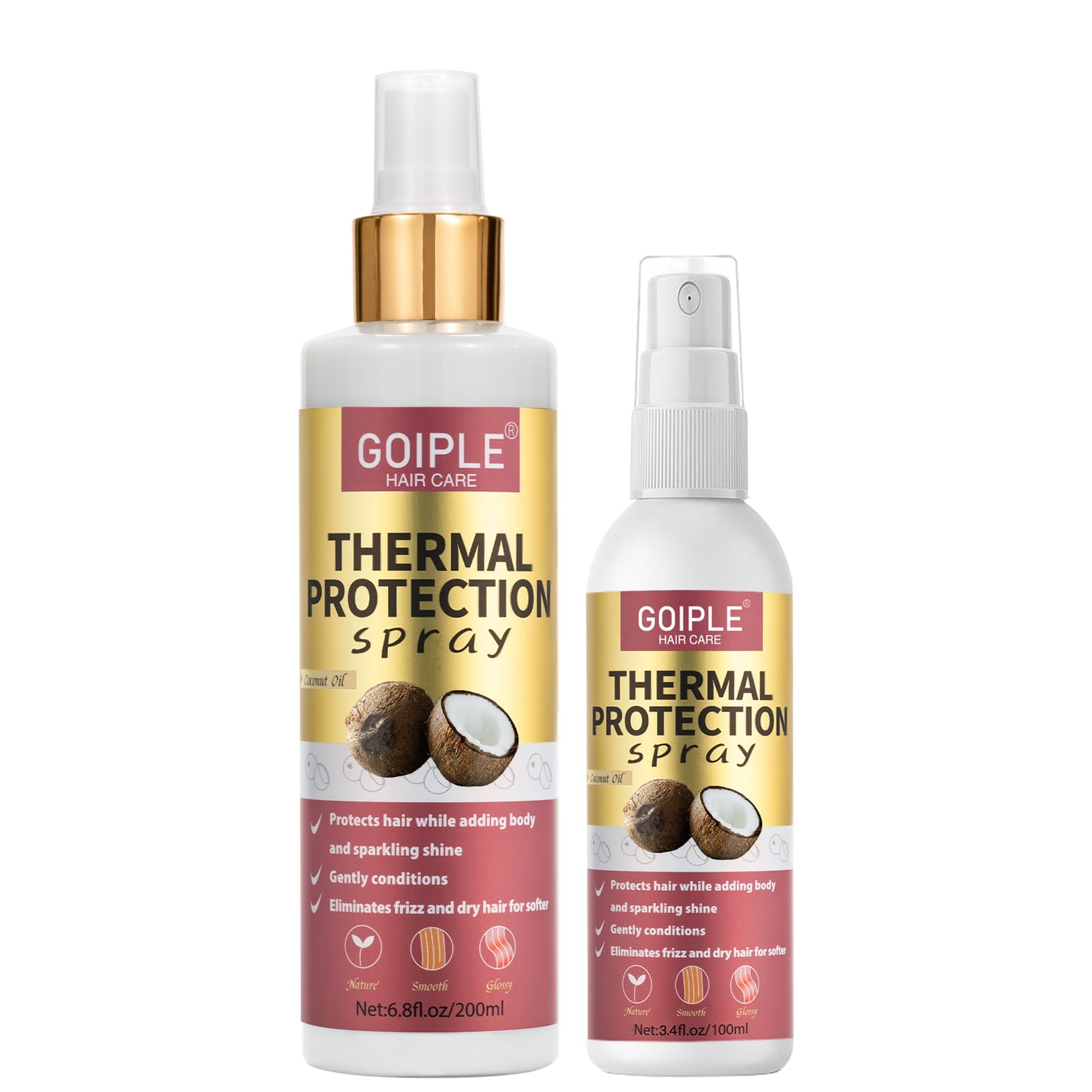 WOZUTUNT coconut heat protection spray packaging for travel-friendly protection