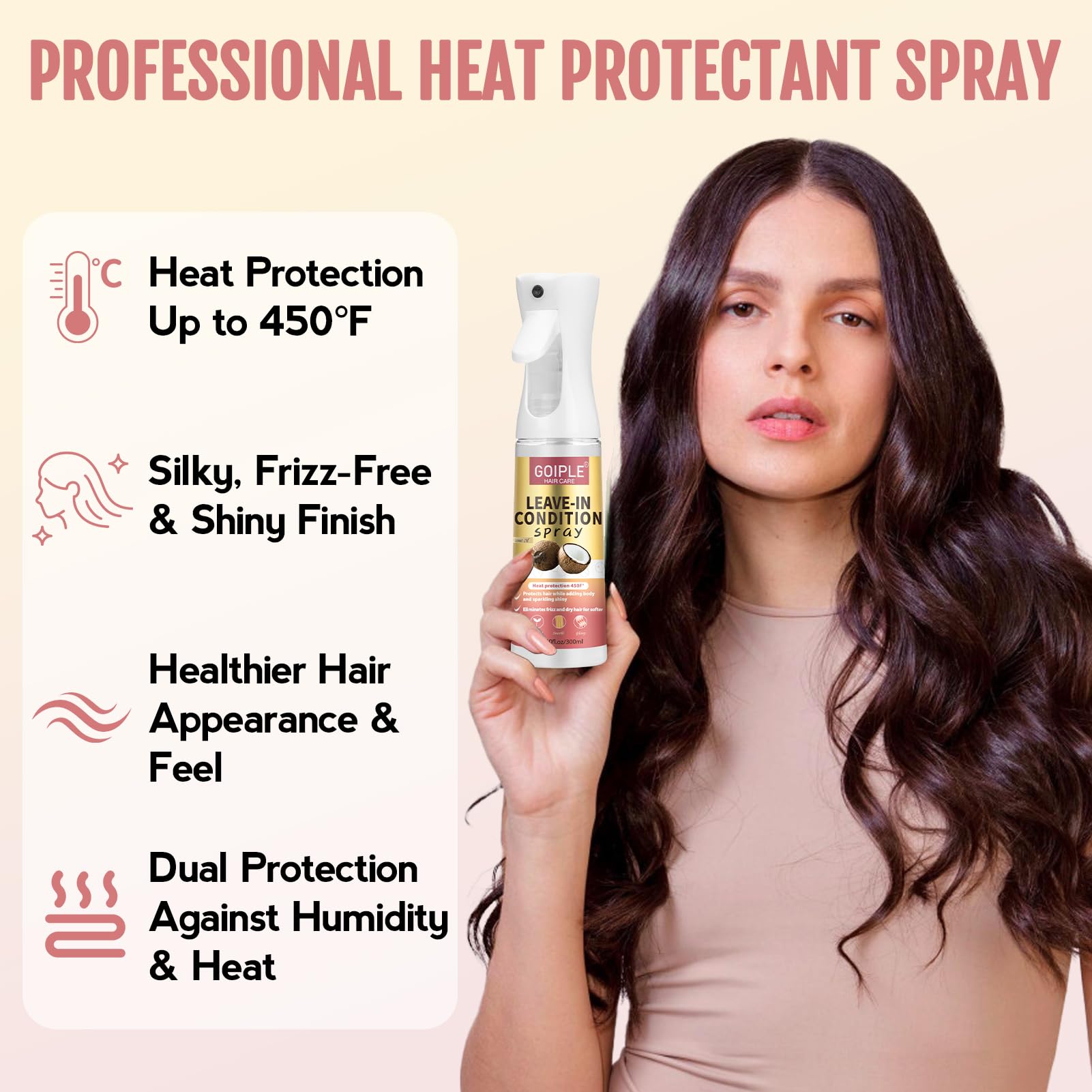WOZUTUNT heat protectant spray mist application ready to use on damp hair